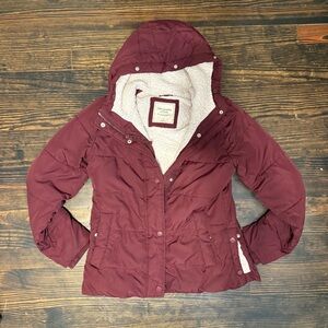 Abercrombie & Fitch Maroon Puffer Jacket